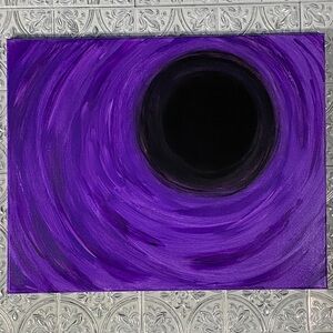 Abstract Purple and Black Hi-Energy Swirl Vortex Gloss Canvas Art 20x16